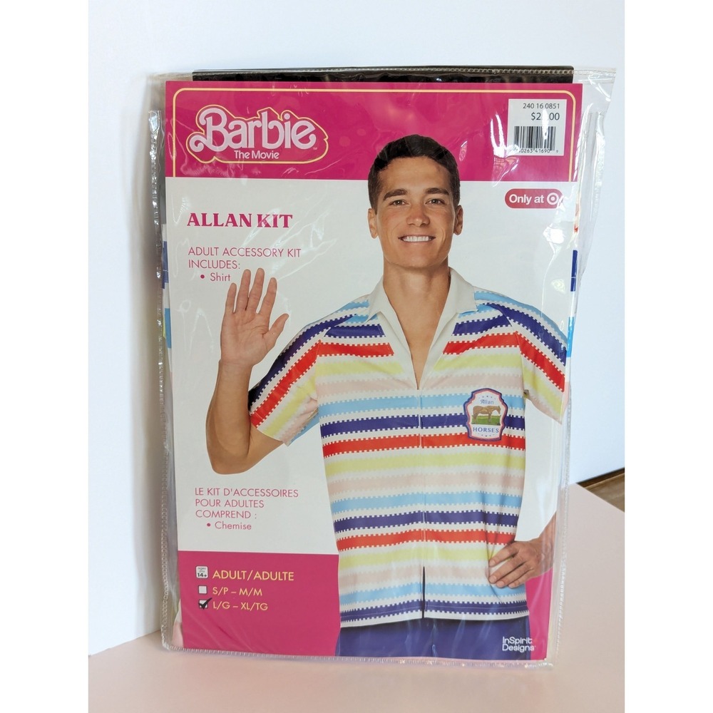 Barbie the Movie - Allan Costume Shirt Size Adult Large-XL Halloween NEW!